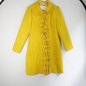 Young Essence Ruffle Front Coat Dressy Career Party Yellow Coat Size L‎ Bright